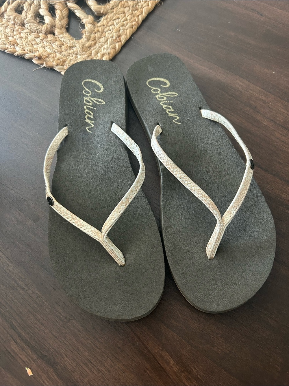 Cobian Women's Black Sandals with Metallic Silver Straps